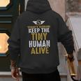 Father's Day By Tee Company New Dad First Time Father Keep Tiny Human Alive Adult Classic Fit Short Sleeve Men's Hoodie Back Print