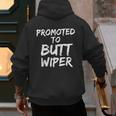 Fun New Dad Joke Baby Shower Gag Promoted To Butt Wiper Men's Hoodie Back Print