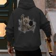 Grey Cat Torn Cloth Cat Dad Cat Mom Cat Lover Men's Hoodie Back Print