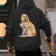 I Love Dad Patriotic Golden Retriever Canine Dog Lover Men's Hoodie Back Print