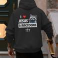I Love Jesus And Raccoons Mom Dad Christian Love Jesus Bible Men's Hoodie Back Print