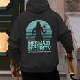 Mermaid Security Vintage Birthday Party Dad Father Day Men's Hoodie Back Print