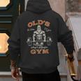 Old's Gym Logo Workout Dad Grandpa Weightlifting Old Men Gym Men's Hoodie Back Print
