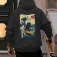 Pug Japanese Kanagawa Wave Surfing Japan Mom Dad Kids Men's Hoodie Back Print Pug Japanese Kanagawa Wave Surfing Japan Mom Dad Kids Men's Hoodie Back Print