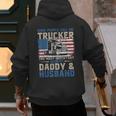 Semi Truck Driver Trucker Daddy Husband US American Flag Men's Hoodie Back Print