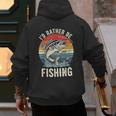 Vintage I'd Rather Be Fishing Graphic Bass Dad Boy Men Men's Hoodie Back Print