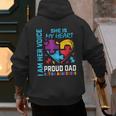 I Am Her Voice She Is My Heart Autism Awareness Daughter Dad Men's Hoodie Back Print