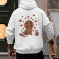 Cute Dachshund Valentine's Day Heart Love Dog Mom Dog Dad Men's Hoodie Back Print