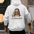 I'm Telling Dad Jesus Wearing Sunglasses Christian Fathers Men's Hoodie Back Print
