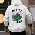 We Ride At Dawn Lawn Mower Zero-Turn Dad Mowing Men's Hoodie Back Print