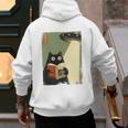 Vintage Japanese Cat Book Lovers UFO Alien Abduction Cat Dad Men's Hoodie Back Print