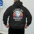 Axolotl Kids Teens Retro Sunset I Love My Daddy Men's Hoodie Back Print