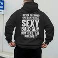 Bald Guy Art For Men Dad Sexy Bald People Bald Man Men's Hoodie Back Print