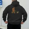Boston Terrier Bigfoot Dog Walking Dog Mom Dad Kids Men's Hoodie Back Print