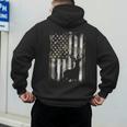 Camo US Flag Deer Elk Buck Camoflage Hunting Hunter Dad Short Sleeve Men's Hoodie Back Print