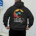 Cat Daddy Vintage 80s Style Cat Retro Sunglasses Distressed Men's Hoodie Back Print