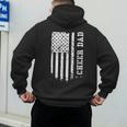 Cheer Dad Cheerleading American Flag Fathers Day Cheerleader Men's Hoodie Back Print