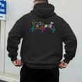 Dachshund Doxie Weenie Mom Dad Heartbeat Tie Dye Dog Men's Hoodie Back Print