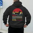 Dachshund Long Haired Best Dad Ever Dog Vintage Retro Men's Hoodie Back Print Dachshund Long Haired Best Dad Ever Dog Vintage Retro Men's Hoodie Back Print