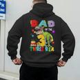 Dad Of The Three Rex 3Rd Birthday Boy Dinosaur T-Rex Men's Hoodie Back Print