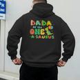 Dada Of The One-A-Saurus 1st Birthday Boy Dinosaur Family Men's Hoodie Back Print