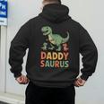 Daddy Saurus Dinosaur Dad Of Two Kids Dino Family Men's Hoodie Back Print