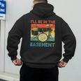 Drumming Basement Drum Set Drummer Rock Dad Grandpa Men's Hoodie Back Print