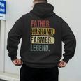 Father Husband Farmer Legend Vintage Dad Father's Day Men's Hoodie Back Print