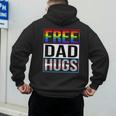 Free Dad Hugs LGBT Gay Pride Month Transgender Rainbow Flag Men's Hoodie Back Print