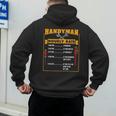 Handyman Hourly Rate Fathers Day Dad Men's Hoodie Back Print