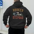 Hooked On Being Stepdad Father's Day Fishing Stepdad Men's Hoodie Back Print
