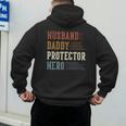 Husband Daddy Protector Hero For Dad Father's Day Men's Hoodie Back Print