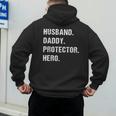 Husband Daddy Protector Hero For Dad Wife Small Men's Hoodie Back Print