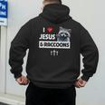 I Love Jesus And Raccoons Mom Dad Christian Love Jesus Bible Men's Hoodie Back Print
