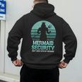 Mermaid Security Vintage Birthday Party Dad Father Day Men's Hoodie Back Print