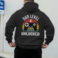 New Dad Shirt Dad Level 4 Unlocked For 4 Kids Gaming Men's Hoodie Back Print