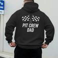 Pit Crew Dad Checkered Flag Hosting Race Car Birthday Partie Men's Hoodie Back Print