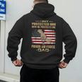 Now He Protects Me USAF Dad Proud Air Force Dad T-Shirt Men's Hoodie Back Print