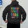 Rockin' Since 1986 Vintage Rockstar 40th Birthday Mom Dad 40 Men's Hoodie Back Print