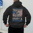 Semi Truck Driver Trucker Daddy Husband US American Flag Men's Hoodie Back Print