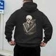 Skeleton Hugging Cat Halloween Cat Lover Cat Mom Dad Men's Hoodie Back Print