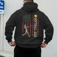 Softball Dad US Flag For Dad Men Patriotic Fathers Day Men's Hoodie Back Print