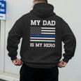 Thin Blue Line My Dad Is My Hero Son Daughter Of Cop Men's Hoodie Back Print