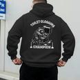 Toilet Clogging Champion Dad Joke Raccoon Trash Panda Men's Hoodie Back Print