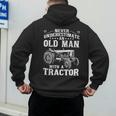 Never Underestimate An Old Man Tractor Farmer Dad Men's Hoodie Back Print