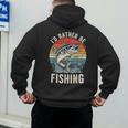 Vintage I'd Rather Be Fishing Graphic Bass Dad Boy Men Men's Hoodie Back Print