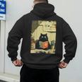 Vintage Japanese Cat Book Lovers Librarian Cat Dad Teacher Men's Hoodie Back Print