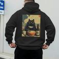 Vintage Japanese Cat Ramen Cat Dad Retro Graphic Women Men's Hoodie Back Print Vintage Japanese Cat Ramen Cat Dad Retro Graphic Women Men's Hoodie Back Print