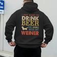 Weiner Dachshund Dad Drink Beer Hang With Dog Vintage Men's Hoodie Back Print