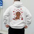 Cute Dachshund Valentine's Day Heart Love Dog Mom Dog Dad Men's Hoodie Back Print